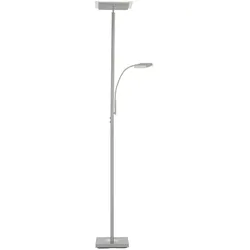 LED Deckenfluter, Leseleuchte, Fernbedienung, dimmbar, stahlfarben