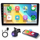 4G+64G 8 Core Android 13 Autoradio 2 Din mit Apple Carplay Android Auto GPS Navi WiFi 9 Zoll Touchscreen Autoradio mit Mirror Link Bluetooth FM/RDS USB/DAB/OBD/DVR/EQ Lenkradsteuerung Rückfahrkamera