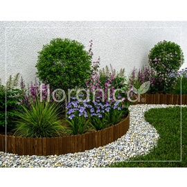 Floranica Rollborder Flexibler Holzzaun Rolborder - 200 x 20 cm - Braun - Beeteinfassung Rasenkante Deko/Gartenzaun für Obstgärten Wege