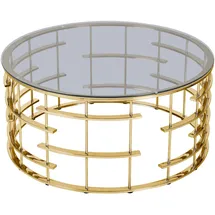 SalesFever Couchtisch "Glastisch: Stil und Funktionalität Wohnzimmertisch", gold (gold, grau, gold, grau), B:90cm H:42cm T:90cm, Metall, Sicherheitsglas, Tische, Couchtisch, Gestell gefertigt aus rostfreiem Edelstahl