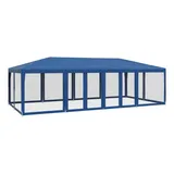 vidaXL Partyzelt mit 12 Mesh-Seitenteilen Blau 8x4 m HDPE