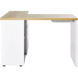 Jahnke Eckschreibtisch Cu-Libre 125 E weiß / Eichen
