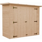 TIMBELA Gartenhaus Holz H194x123x223 cm/2.1 m2 - Geräteschuppen Holz ohne Boden, Gartenhütte Holz, Fahrrad Schuppen, Gerätehaus - Wasserfestes Dach TIMBELA M348