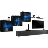 Wohnzimmermöbelset Switch Xx Design, In Glänzendem Grau Und Schwarz.