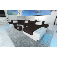 Sofa Dreams Wohnlandschaft Stoffsofa Couch Bellagio U Form Stoff Polster Sofa, mit LED, wahlweise mit Bettfunktion als Schlafsofa, Designersofa braun