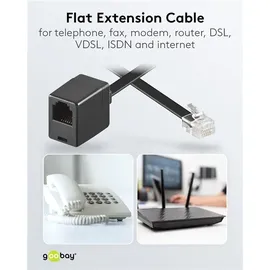 goobay Modularverlängerung, Rj12, Schwarz, 3 m, - Goobay