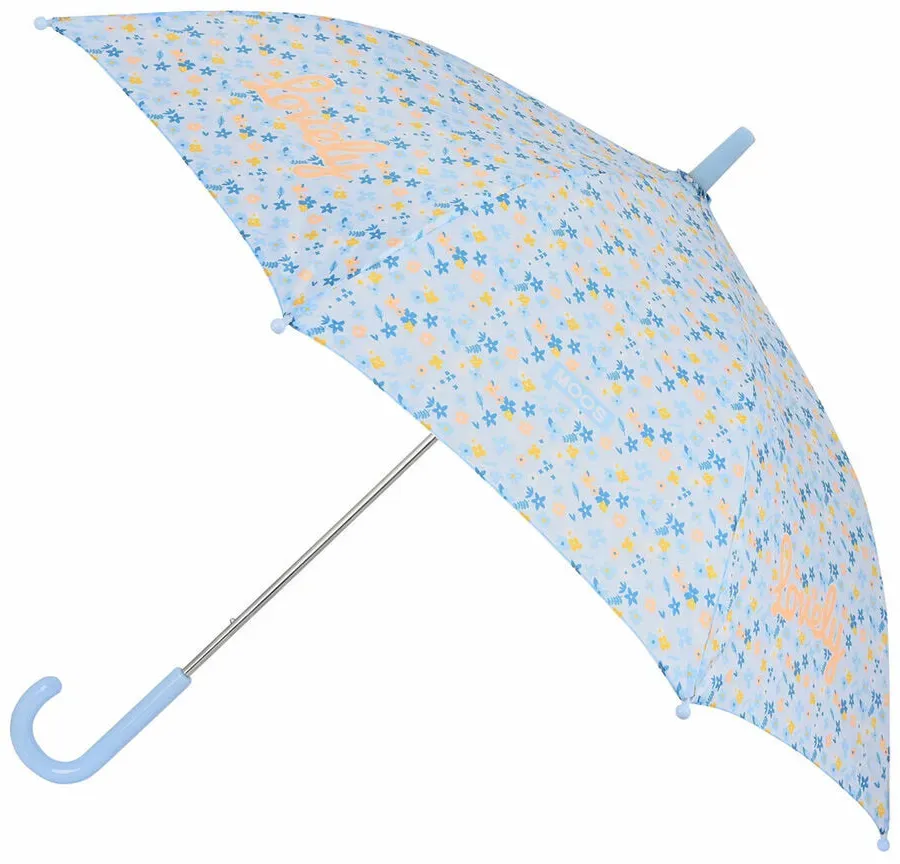 Regenschirm Moos Lovely - Hellblauer Kinderregenschirm Ø 86 cm mit PVC-Griff & Metallstäben