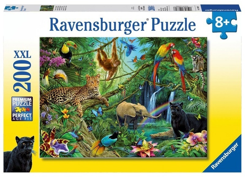 Ravensburger Kinderpuzzle - 12660 Tiere im Dschungel - Tier-Puzzle für Kinder ab 8 Jahren, mit 200 Teilen im XXL-Format
