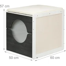 Relaxdays Katzenschrank für Katzentoilette Anthrazit,Weiß,Creme