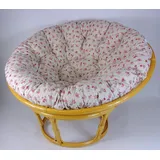 Rattan Papasansessel,Papasan Durchmesser 110 cm, Fb. Honig, Polster Mirha Leinen Rose