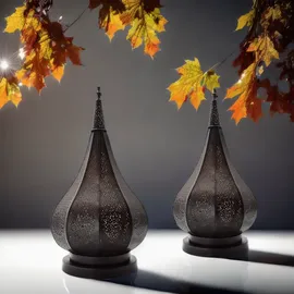 Marrakesch Orient & Mediterran Interior 2er Set Orientalische Laterne Windlicht Garten Deko Ezana schwarz