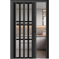 Falttür Plissierter Magnetverschluss Pvc Schiebetür , Falttür Komplettset Interne Grau Weiß Schwarz für Wohnzimmer Kleiderschrank Badezimmer, Falttüren Nach Maß Lamellentüren Falttür Tür(Black,90cmx20