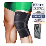 BLACKROX Kniebandage [Vergleichssieger 2024] Gr. S-XL | Für Damen & Herren | Stabilisierung für das Knie & Meniskus | Perfekt für Sport, Kraftsport & Bodybuilding | KNIEBANDAGE V1 | Schwarz Gr. L - L