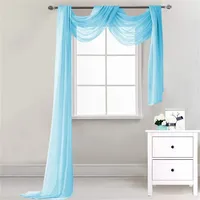 Lsimeru Überlänge Querbehang Freihanddeko Blau Transparent Voile Gardinen Querbehang Dekoschals Hochzeit Party Hintergrund Vorhang Deko 1 Stück,548x132cm