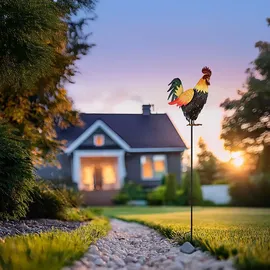 GLOBO Lighting - Solarleuchte Hahn Gartendeko Solar Tierfigur Hahn Erdspieß Solarlampe, Metall, LED warmweiß, LxBxH 28,5x13x100 cm