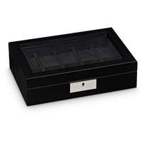 Hermann Jäckle Uhrenbox Ensingen Uhrenkasten für 10 Uhren mit Glasfenster schwarz hochglanz