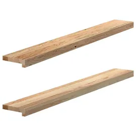 vidaXL Fensterbank Fensterbänke 2 Stk. Unbehandelt 120x15x2 cm Massivholz Eiche beige