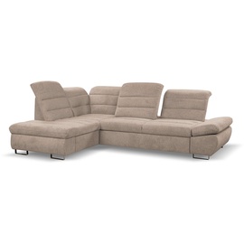 WERK2 Ecksofa »Roma L-Form«, Sofa mit Schlaffunktion, Sitztiefenverstellung, verstellbare Kopfteile, beige