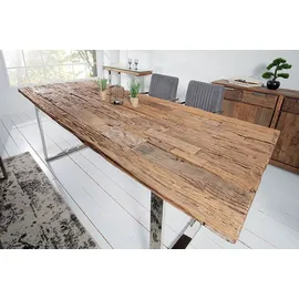 Riess-Ambiente Massiver Esstisch BARRACUDA Teak mit Stahl Kufenfüßen 240cm inkl. Glasplatte Esszimmertisch Konferenztisch