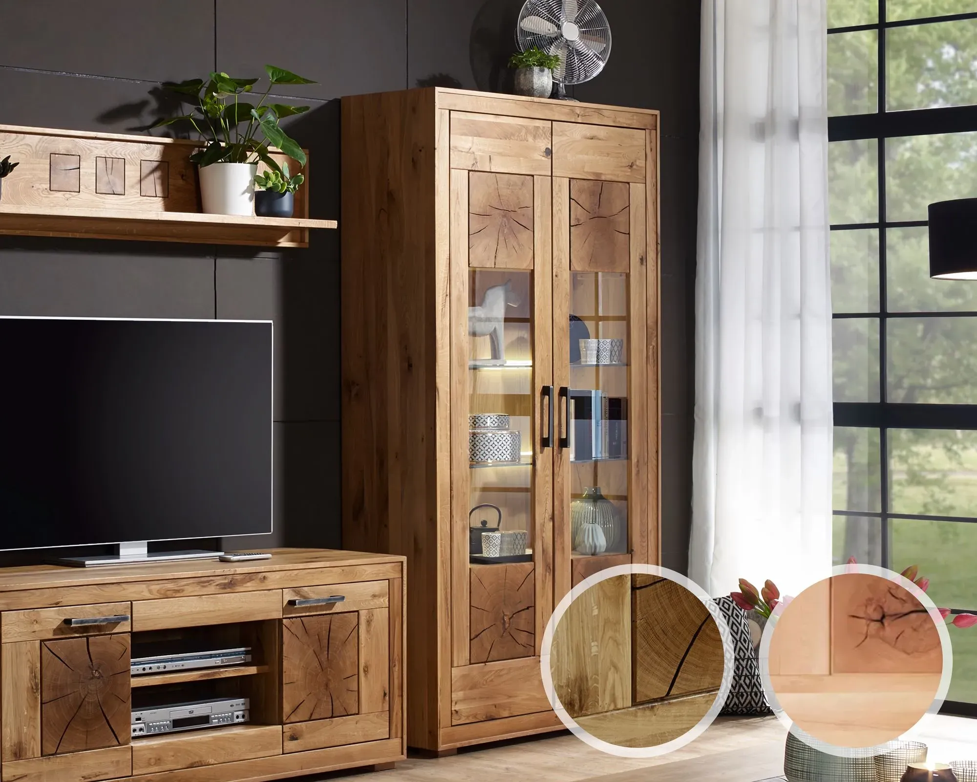 3S Frankenmöbel »Albero« Massivholz Vitrine WZ-0315 / Kernbuche / 2-türig