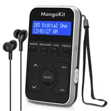 MangoKit MP1 Kleines Tragbares Mini DAB/DAB+/UKW-Radio,Digitales Taschenradio mit Kopfhörer,Wiederaufladbarem Akku für Sport,Laufen, Walken, Joggen oder Radfahren-Schwarz Silber