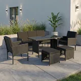home collective Gartenmöbel Set 7-Sitzer Loungeset schwarz