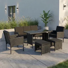 home collective Gartenmöbel Set 7-Sitzer Loungeset schwarz