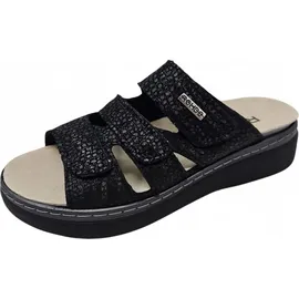 ROHDE Damen Pantolette aus Veloursleder mit drei Klettverschlüssen Abano 5221, Größe:41 EU, Farbe:Schwarz - 41