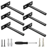 6 Stück 125 mm schwarz Regalträger Tablarträger Schwerlast Unsichtbar Bodenträger FachbodenTräger Verdeckt für Wandmontage ​mit Schrauben unsichtbare Wandregalhalterungen