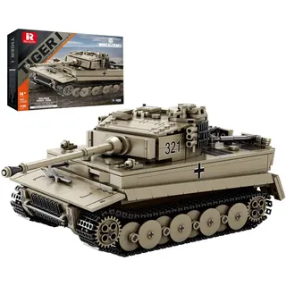 reobrix Tiger I Panzer Bauset, WW2 Militärischer Deutscher Schwerer Panzer Modellbausatz 77031, Offizielle World of Tanks Produkte, Armee-Panzer-Baukasten Geschenk für Erwachsene (1138 Teile)