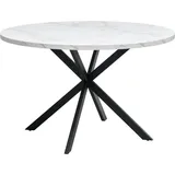 Mid.you Esstisch, Schwarz, Weiß, Metall, Holzwerkstoff, rund, Flachrohr, 120x75x120 cm, Bsci, Esszimmer, Tische, Esstische, Esstische rund