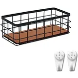 Cratone Drahtkorb Schwarz Metall Grid Aufbewahrungskorb Dekokörbe Schwarz Allzweckkorb mit Griffen Drahtkorb für Lagerung Ablagekorb (Schwarz-1)