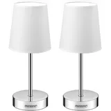 monzana Nachttischlampe Stoffschirm 32cm Stoff Grau Taupe Anthrazit Weiß