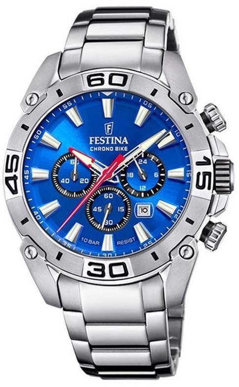 Festina Chronograph Festina Herren Uhr F20543/2 Chrono Bike Edelstahl, blau, (1-tlg)