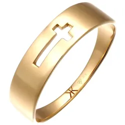 KUZZOI Kreuz Cut Out Unisex 375 Gelbgold Ringe   Herren 