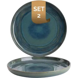 Palmer flache Teller-Set Miami, 2 x FrühStücksteller aus  Ø 22 cm, Teller grün-blau, spülmaschinenfest - Modernes  Geschirr ofen- & mikrowellenfest