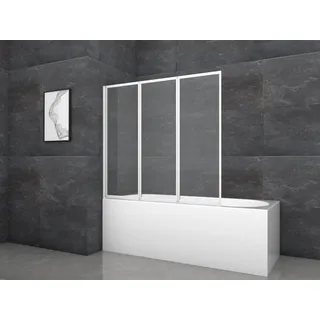 Marwell Badewannenfaltwand MARWELL White Light - 3-flg, 130x120cm - Duschabtrennung aus Klarglas