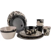 Bo-Camp Mix & Match Geschirr-Set 16-tlg. beige/schwarz