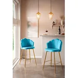 SalesFever Barhocker 2er-Set 52 x 100 cm Blau/Gold