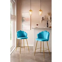 SalesFever Barhocker 2er-Set 52 x 100 cm Blau/Gold