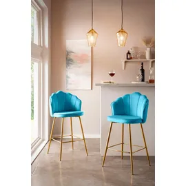 SalesFever Barhocker 2er-Set 52 x 100 cm Blau/Gold