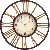 AMS Funkwanduhr AMS, braun (bronzefarben), Wanduhren, Ø 50cm, Quarzuhr,Wohnzimmer,Esszimmer,Küche,Arbeitszimmer,Büro,Flur