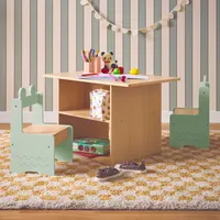 Sweeek Kindertisch mit Ablage + 2 Stühle, grün -