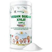Pharmavital Vegan Sugar Xylit - Tafelsüsse aus 100% Xylitol kalorienreduzierter Zuckerersatz Süßungsmittel Birkenzucker Zuckerfrei Zahnfreundlich 1100g, in Deutschland produziert