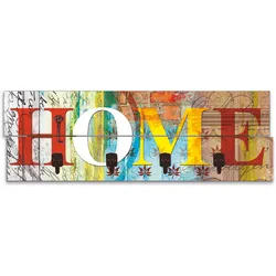 Garderobenleiste ARTLAND "Buntes Zuhause", bunt, B:90cm H:30cm T:2,8cm, MDF, Garderobenhalter, teilmontiert