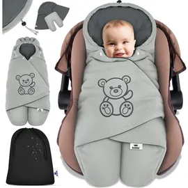 Kidiz KIDIZ® Baby Einschlagdecke Babyschale Winter Herbst Babydecke mit Kapuze & Tasche Universal Fußsack kompatibel mit Maxi-Cosi, Römer, Buggy, Kinderwagen & Autositz isolierend gegen Wind, Nässe & Kälte