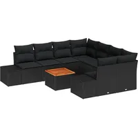 VidaXL Garten-Sofa-Set mit Kissen Schwarz Poly Rattan 3347940