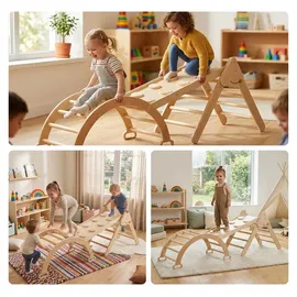 Relaxdays Kletterdreieck 3 in 1 Holz Braun