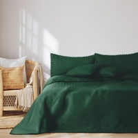 AmeliaHome Tagesdecke mit Pompons 170x210 cm Bettüberwürf zweiseitig Ultrasonic