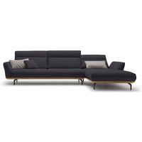 hülsta sofa Ecksofa hs.460, Sockel in Nussbaum, Winkelfüße in Umbragrau, Breite 338 cm grau|schwarz